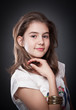 Beautiful europeean teen girl with long straight hair, posing