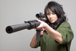 Sexy girl with machine gun
