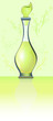 Green bottle of perfume with ornament illustration.