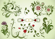 Green vector swirly floral design elements.
