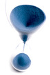Hourglass with blue sand and top view