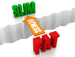 Fitness is the bridge from FAT to SLIM. Concept 3D illustration.