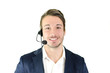 Photo: Young male telemarketing, helpdesk, customer service operator Young male telemarketing, helpdesk, customer service operator