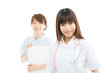 Beautiful asian hospital staff isolated on white backgroound