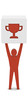 Man holding the trophy icon. Concept 3D illustration.