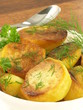 Grilled potato snack, close-up