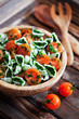 Photo: Cherry tomatoes with gluten-free pasta and spinach sauce Cherry tomatoes with gluten-free pasta and spinach sauce