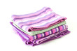 Colorful kitchen towels isolated on white background