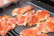 Photo: Pork meat grilled on barbecue Pork meat grilled on barbecue