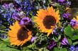 Sunflowers and purple eustoma