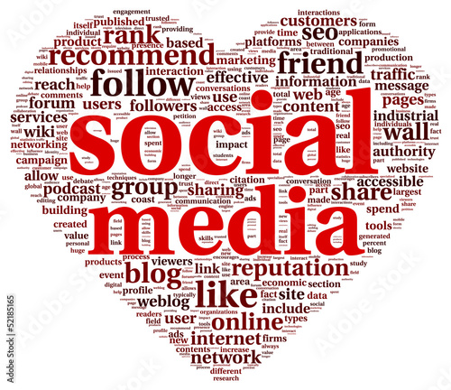 Illustration: Social media love conept in word tag cloud Social media love conept in word tag cloud