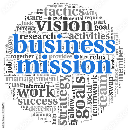 Illustration: Business mission concept in word tag cloud Business mission concept in word tag cloud