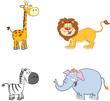 Jungle Animals Cartoon Mascot Characters.Collection