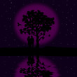 The loving couple on the beautiful night
