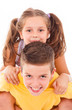 Photo: Happy smiling kids on a white background Happy smiling kids on a white background