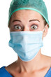 Surprised Female Surgeon with face mask