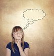 Photo: Pensive girl with blond hair Pensive girl with blond hair