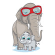 Image of mother elephant with baby elephant.