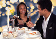 Romantic Couple Eating Sushi