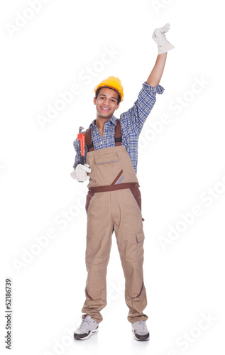 Photo: Excited construction worker Excited construction worker