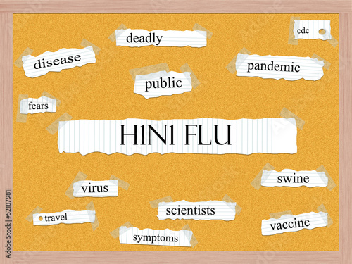 Illustration: H1N1 Flu Corkboard Word Concept H1N1 Flu Corkboard Word Concept