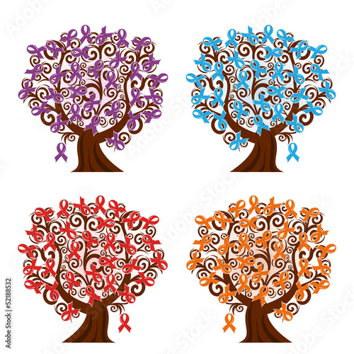 Vector: vector illustration of a set of awareness ribbons trees vector illustration of a set of awareness ribbons trees