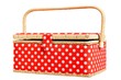 red and white speckles dotted basket