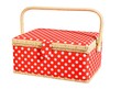 red and white speckles dotted basket