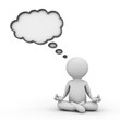 3D Man doing meditation with blank thought bubble