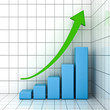 Foto: Business Graph with green rising arrow over white Business Graph with green rising arrow over white