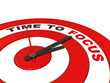 Foto: Time To Focus concept Clock and dart board with words Time To Focus concept Clock and dart board with words
