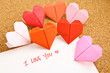 Origami paper hearts with message