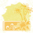 Exotic background, palm and flowers