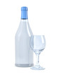 Ilustración: Bottle with clear water and glass. Photorealistic 3d render Bottle with clear water and glass. Photorealistic 3d render