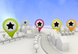 Illustration: Illustration of a symbol hand sign on four map marker Illustration of a symbol hand sign on four map marker