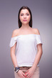 cute and shy casual woman