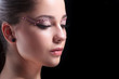casual woman looks away form camera