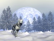 Illustration: Wolf in winter - 3D render Wolf in winter - 3D render
