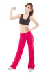 happy young fitness woman with muscle