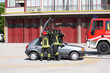Firefighters freed a wounded trapped in car after a traffic acci