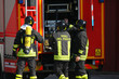 brave firefighters with oxygen tank fire during an exercise held