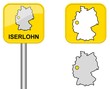 Iserlohn - Ortsschild, Button und Deutschlandkarte