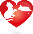 Logo, Katze, Maus, Herz, Zeichen, Symbol