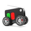 Illustration: Car Key on Wheels isolated on white background Car Key on Wheels isolated on white background