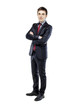 young attractive business man in black suite on white background