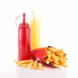 french fries with ketchup and mayonnaise