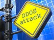 Internet Concept. DDOS Attack Roadsign.