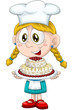 Girl child cook confectioner character cartoon style vector