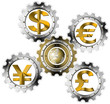 Euro Dollars Pound Yen Industrial Gears