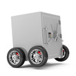 Illustration: Steel Safe on Wheels isolated on white background Steel Safe on Wheels isolated on white background